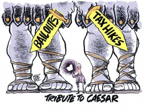 Cartoon: PAY TO CAESAR (medium) by barbeefish tagged budget