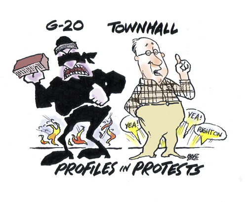 Cartoon: PROTESTS (medium) by barbeefish tagged g20