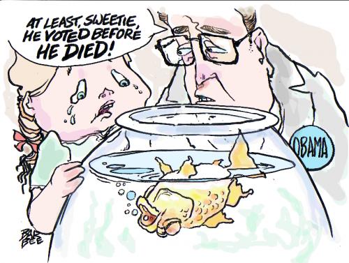 Cartoon: regestered voter  dead goldfish (medium) by barbeefish tagged dead,goldfish,votes