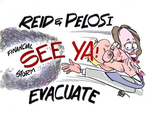 Cartoon: run fr the STORM (medium) by barbeefish tagged reid,and,pelosi