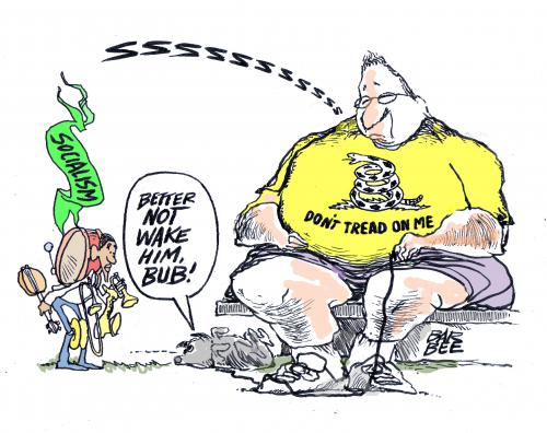 Cartoon: snoozing (medium) by barbeefish tagged obama,band