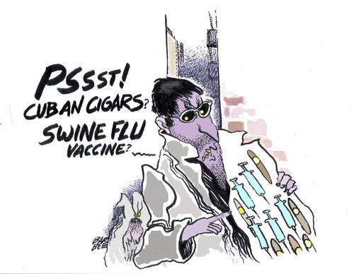 Cartoon: swine flu (medium) by barbeefish tagged enterprise