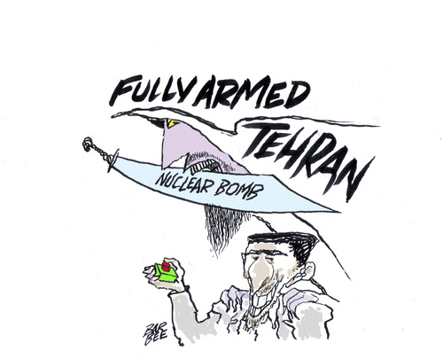 Cartoon: TEHRAN  HAS THE BOMB (medium) by barbeefish tagged iran