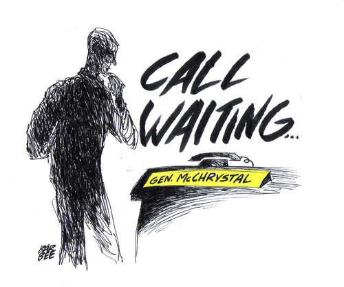 Cartoon: the general waits waits waits (medium) by barbeefish tagged obama,waits