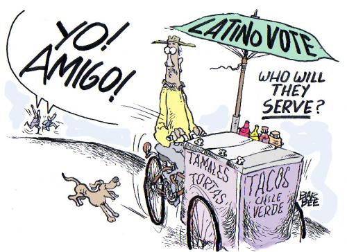 Cartoon: the LATINO vote (medium) by barbeefish tagged obama,mccain