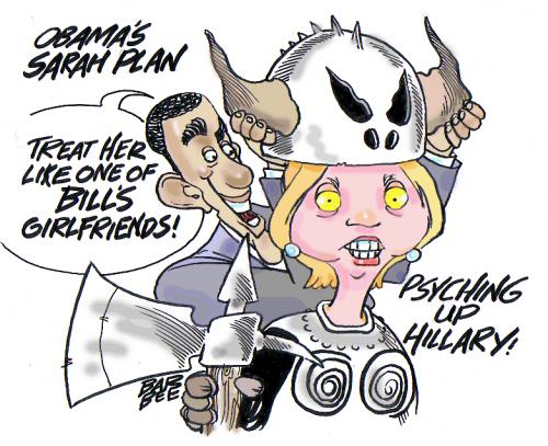 Cartoon: the SARAH plan (medium) by barbeefish tagged obama,hillary