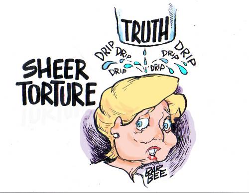 Cartoon: truth visits hillary (medium) by barbeefish tagged hillary,fibs,