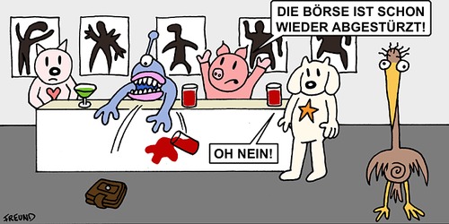 Cartoon: Zusammenbruch (medium) by zguk tagged bankenkrise,börse,rating,agentur,minimells