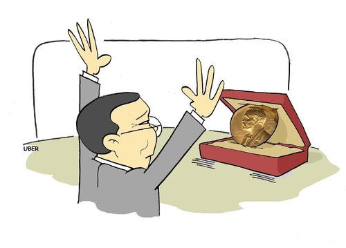 Cartoon: A NOBEL PRIZE AT TIENANMEN PLACE (medium) by uber tagged nobel,china,tienanmen,peace