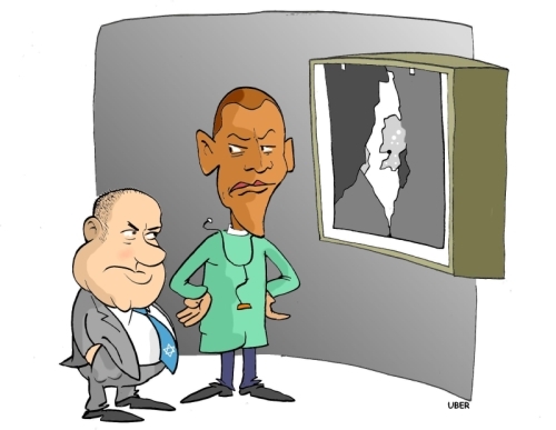 Cartoon: COLON SCOPIA (medium) by uber tagged obama,palestina,nethanyau,israel,coloni,israele,colonist