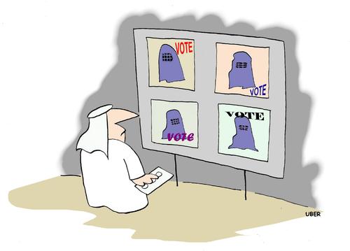 Cartoon: HURRA FOR WOMEN (medium) by uber tagged burqa,women,islam,soudi,arabia,frauen,frauenrechte,rechte,islam,burka