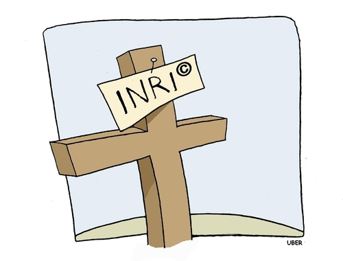 Cartoon: RUN FOR COVER (medium) by uber tagged copyright,cristianesimo,christianity,inri,kreuz,glaube,kirche,religion,christentum,glauben
