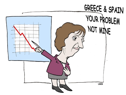 Cartoon: THE EUROPE OF MRS ASHTON (medium) by uber tagged europe,ashton,ue,greece,spain,default,ashton,europa,griechenland,spanien