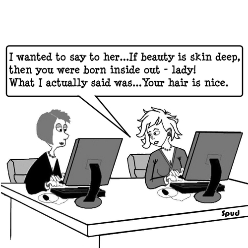 Cartoon: Beauty (medium) by cartoonsbyspud tagged cartoon,spud,hr,recruitment,office,life,outsourced,marketing,it,finance,business,paul,taylor