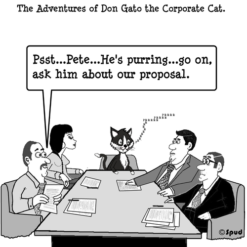 Cartoon: Don Gato 3 (medium) by cartoonsbyspud tagged cartoon,spud,hr,recruitment,office,life,outsourced,marketing,it,finance,business,paul,taylor