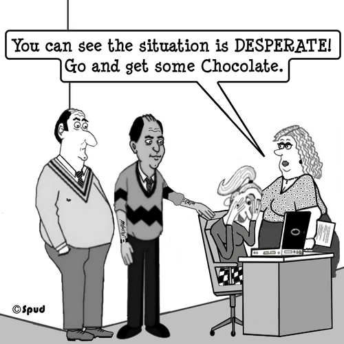 Cartoon: Get Choc (medium) by cartoonsbyspud tagged cartoon,spud,hr,recruitment,office,life,outsourced,marketing,it,finance,business,paul,taylor