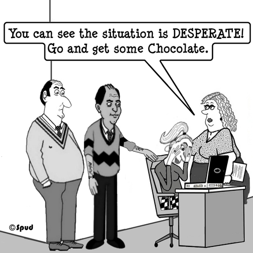 Cartoon: Get Choc (medium) by cartoonsbyspud tagged cartoon,spud,hr,recruitment,office,life,outsourced,marketing,it,finance,business,paul,taylor