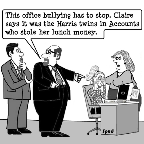 Cartoon: Those Harris Twins again (medium) by cartoonsbyspud tagged cartoon,spud,hr,recruitment,office,life,outsourced,marketing,it,finance,business,paul,taylor