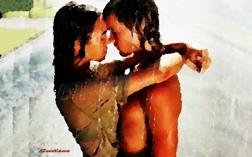 Cartoon: Kiss Under The Rain (medium) by svetta tagged kiss,under,the,rain