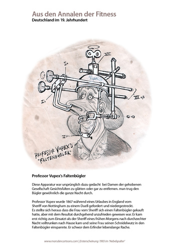 Cartoon: Der Faltenbügler (medium) by ian david marsden tagged sport,fitness,maschinen,cartoon,marsden