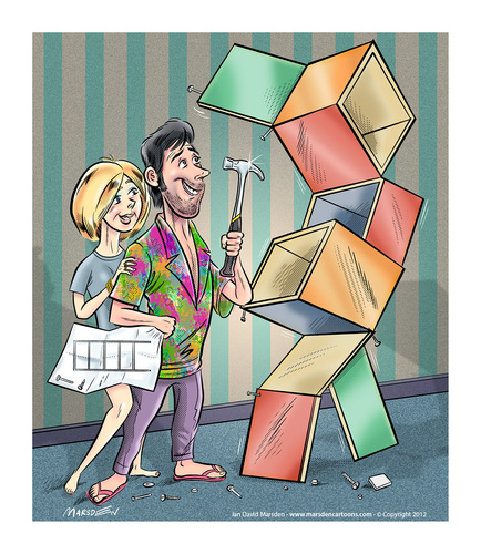 Cartoon: Do it Yourself (medium) by ian david marsden tagged cartoon,illustration,do,it,yourself,building,couple