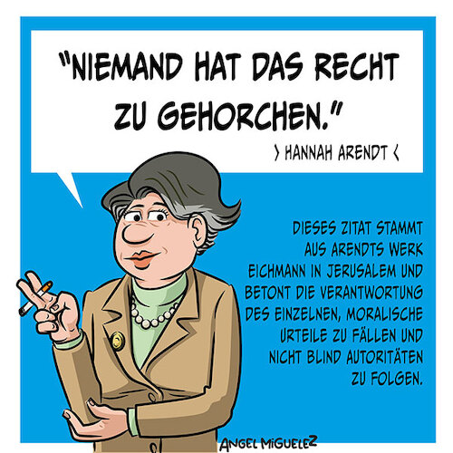 Cartoon: Hannah Arendt (medium) by Miguelez tagged hannah,arendt,philosophie,moral,ethik