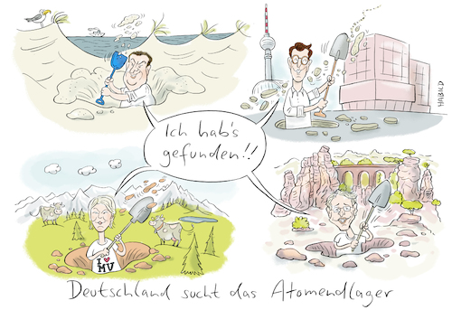 Cartoon: Atomendlager (medium) by habild tagged kernenergie,atomkraft,endlager,deutschland,suche,atomendlager,bundesländer,kernenergie,atomkraft,endlager,deutschland,suche,atomendlager,bundesländer