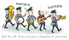 Cartoon: Bundeswehrkapelle (small) by habild tagged bundeswehr,linksextremist,rechtsextremist,rechtsterror,musik,kapelle,hippie,blasmusik,marsch,gitarre,wehrmacht,ns
