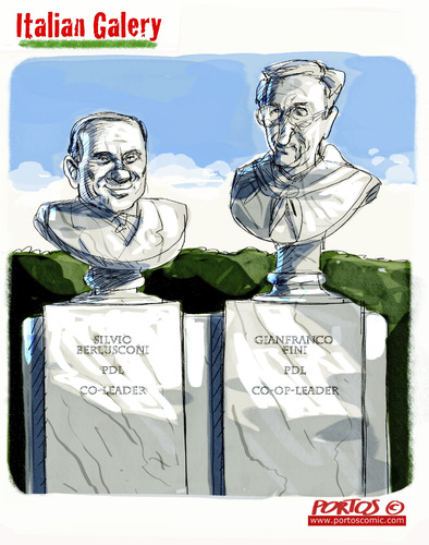 Cartoon: co-leaders PDL (medium) by portos tagged fini,berlusconi