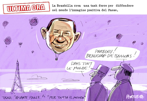 Cartoon: Immagine Italia (medium) by portos tagged berlusconi,italia,brambilla,turismo,immagine,nel,mondo