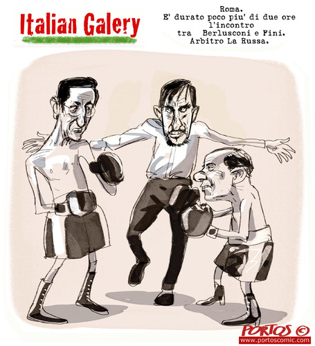 Cartoon: ITALIAN GALERY (medium) by portos tagged berlusconi,fini,la,russa