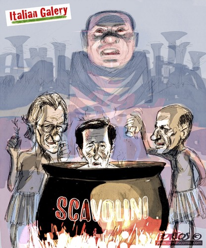 Cartoon: ITALIAN GALERY (medium) by portos tagged feltri,fini,sallusti,berlusconi,il,giornale