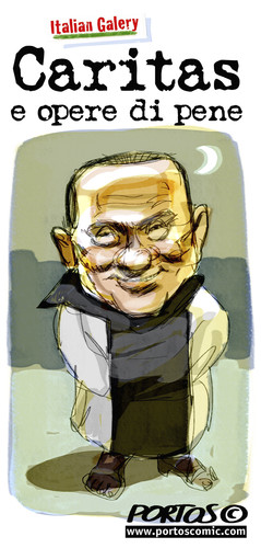 Cartoon: ITALIAN GALERY RubyBerlusconi (medium) by portos tagged berlusconi,ruby,caritas