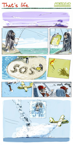 Cartoon: That s life (medium) by portos tagged desert,island,castaway