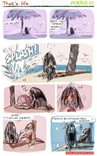 Cartoon: That s life (medium) by portos tagged desert,island,castaway