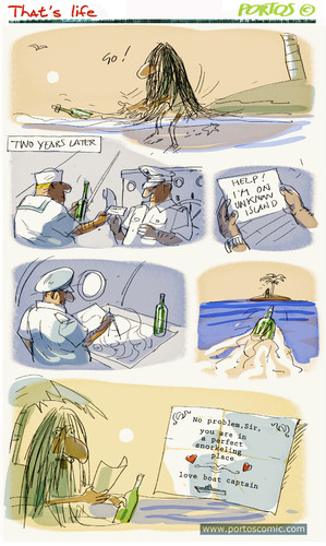 Cartoon: That s life (medium) by portos tagged desert,island,castaway