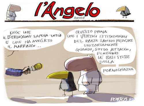 Cartoon: Vertici (medium) by portos tagged marrazzo,berlusconi,pornocrazia,istituzioni