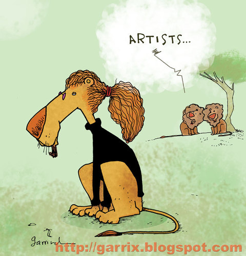 Cartoon: Artist (medium) by Garrincha tagged gag,cartoon,garrincha,lions,art