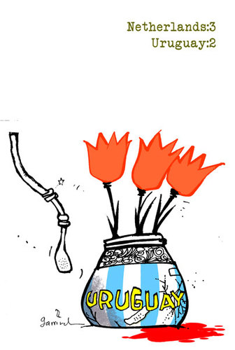 Cartoon: Be very proud Uruguay (medium) by Garrincha tagged soccer,world,cup