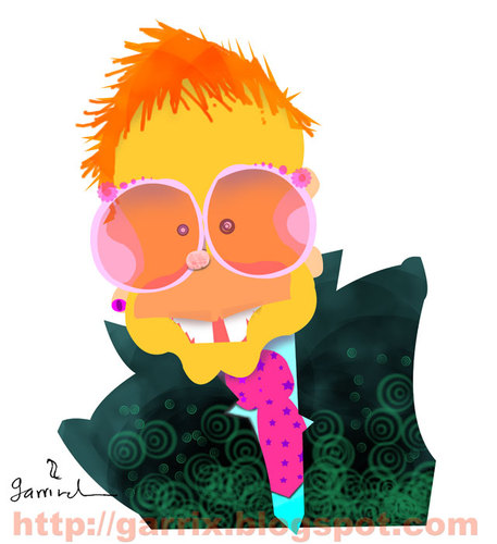 Cartoon: Elton John (medium) by Garrincha tagged caricature,portrait,rock,star,elton,john