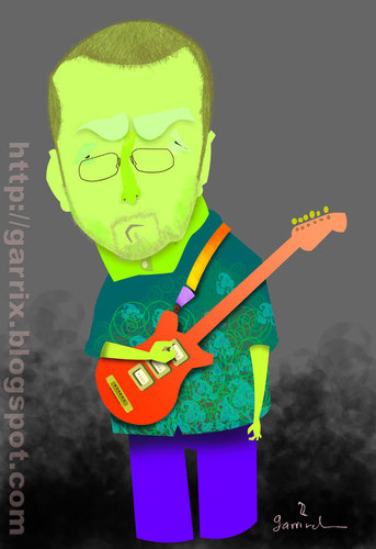 Cartoon: Eric Clapton (medium) by Garrincha tagged musicians,rock,guitar