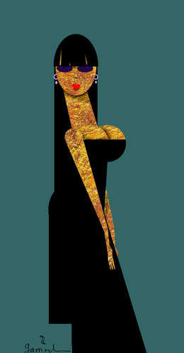 Cartoon: Golden girl (medium) by Garrincha tagged ilo