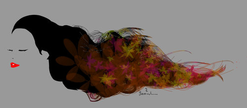 Cartoon: Hair of Autumn (medium) by Garrincha tagged women,illustration