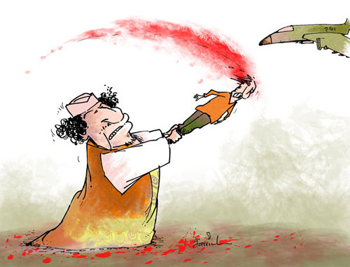 Cartoon: Human shields (medium) by Garrincha tagged libya,gaddafi,nato