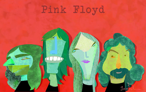 Cartoon: Pink Floyd (medium) by Garrincha tagged music,musicians