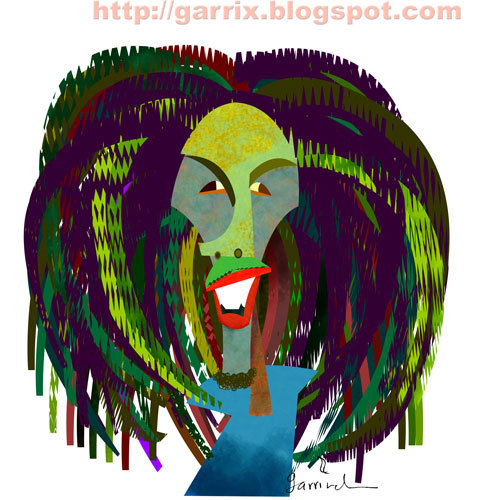 Cartoon: Robert Nesta Marley (medium) by Garrincha tagged music,reggae,artist,guitar