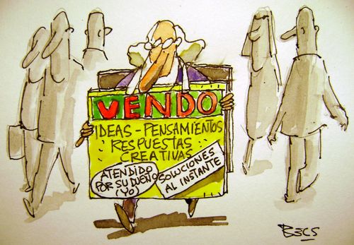 Cartoon: El vendedor (medium) by el Becs tagged comercio
