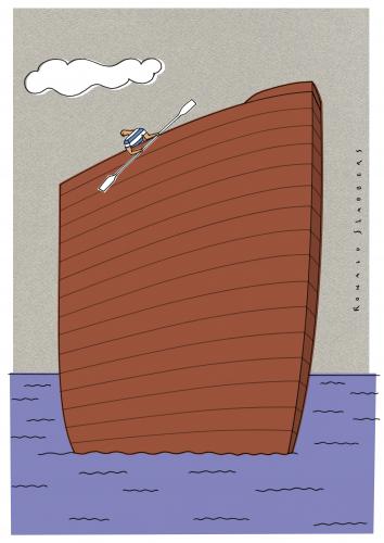 Cartoon: Big Boat (medium) by Ronald Slabbers tagged unbesonnen,übermütig,leichtsinnig,reckless,menschheit,hilflos,schiff,boot,arroganz,banken,rezession,fliehen,flüchten,natur,wasser,krise,umwelt,human,mankind,helpless,ship,boat,arrogance,banks,bank,recession,escape,nature,water,crisis,environment