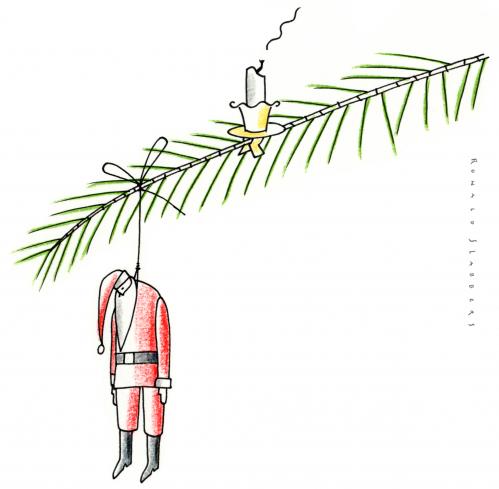 Cartoon: Christmas (medium) by Ronald Slabbers tagged einsam,ende,baum,weihnachten,lonely,end,tree,xmas,christmas,claus,santa