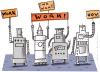Cartoon: robots (small) by Ronald Slabbers tagged work,robot,strike,arbeit,streik,streiken,roboter